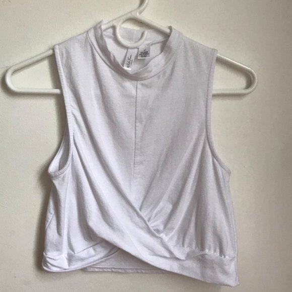 White Fawn Tops - Cropped high neck twist crop top